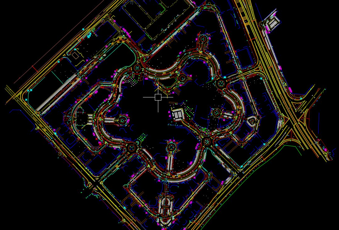 Extracted CAD linework deliverable from mobile mapping point cloud, UAE infrastructure survey