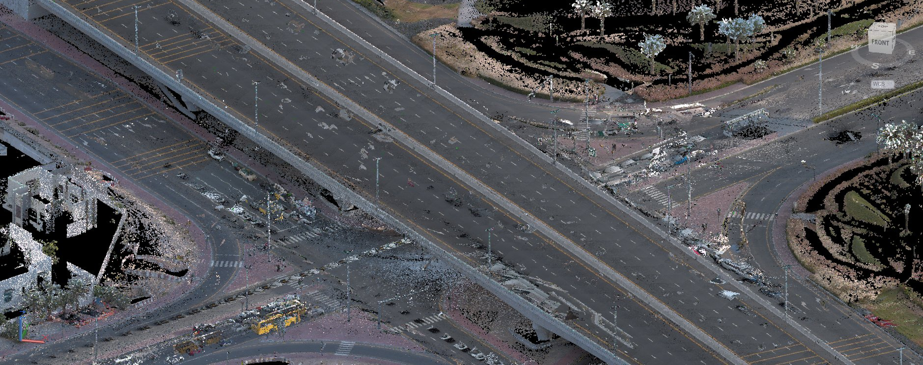 Colourised point cloud of a UAE highway interchange from the Trimble MX50 mobile survey