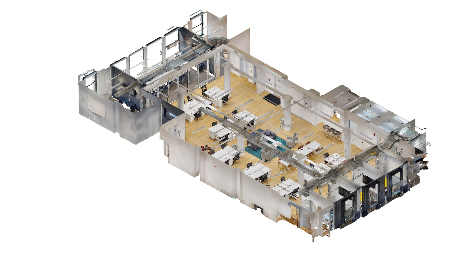 As-built point cloud of an office floor captured by AWSE