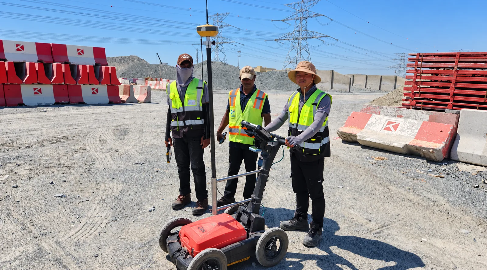 GPR survey being run across a service corridor at the plot boundary